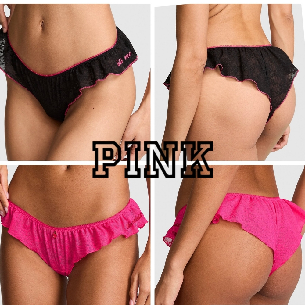 NWT VS PINK GRWPINK Flutter Tanga Panty Bundle